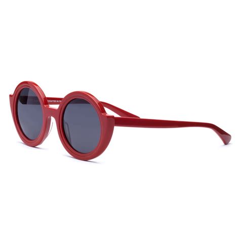 011 Eyewear Urban 022 Red Acetate Round Framed Sunglasses Sunglasses 011 Eyewear