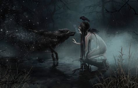 Wallpaper Swamp Wolf Witch Werewolf Undead Wolf Witch Dark