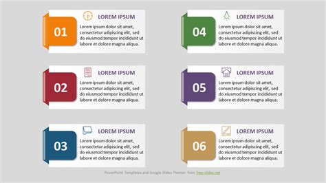 6 Stage Infographics Powerpoint Template With Numbers And Color Inserts