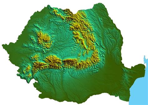 Physical Map Of Romania Showing The Carpathian Mountains Relief Map