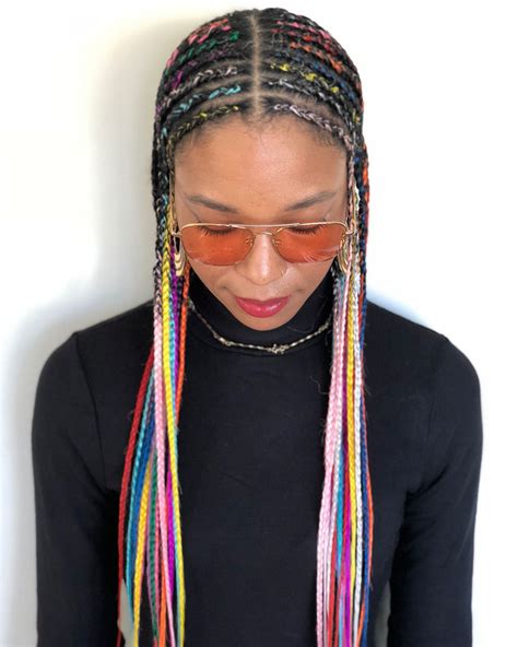 Cornrow Braids Symmetrical Rainbow In 2021 Cornrow Hairstyles Hair