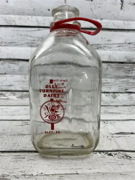Vintage Oley Turnpike Dairy Double Sided Half Gallon Milk Bottle Red Oley Pa Picclick