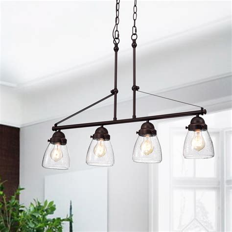 Yellowstone Light Oil Rubbed Bronze Linear Chandelier With Seeded Glass Shades Edvivi Lighting
