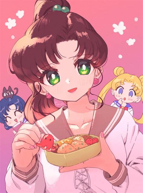 Kino Makoto Mizuno Ami Tsukino Usagi Bishoujo Senshi Sailor Moon Eating Food Green Eyes