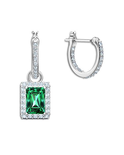 Swarovski Angelic Hoop Drop Crystal Earrings In Green Lyst