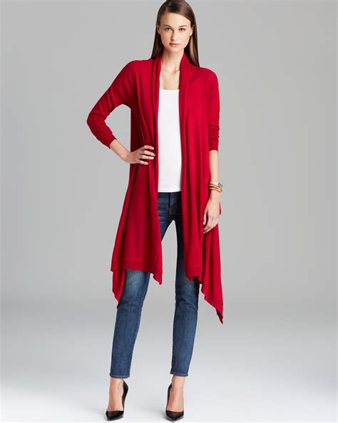 Womens Long Red Cardigan Sweater Coat Nj