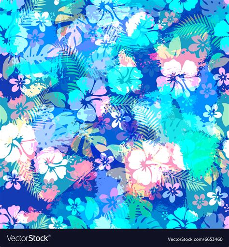 Hawaiian Tropical Floral Seamless Pattern Vector Image