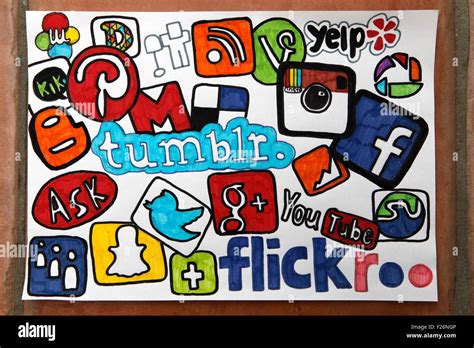 Social Media Drawing Stock Photo Alamy