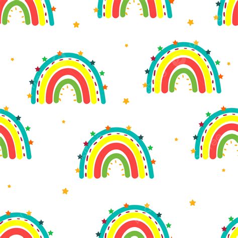 Seamless Pattern Cartoon Boho Rainbow Seamless Pattern Rainbow Cute