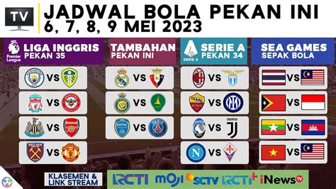 Jadwal Bola Malam Ini Live Tv 2023 Liga Inggris Sctv Moji Tv Serie A