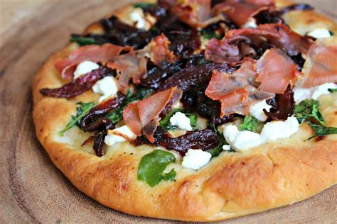 Prosciutto Goat Cheese And Onion Marmalade Pizza Addicted To Recipes