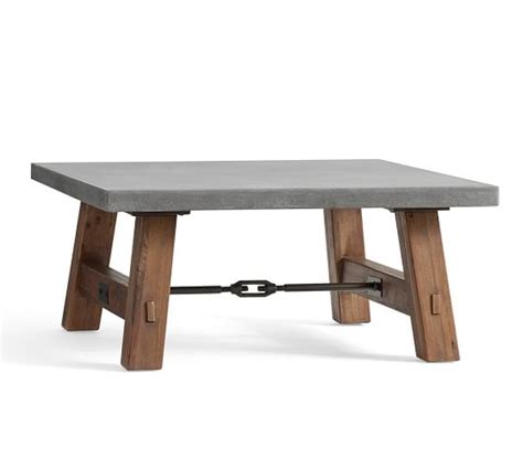Abbott Indoor/Outdoor Concrete & FSC® Acacia Square Coffee Table, Brown