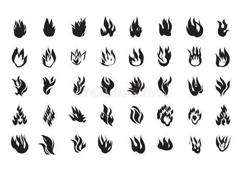 Collection Of Fire Flames Vector Illustration Decorative Design Stock