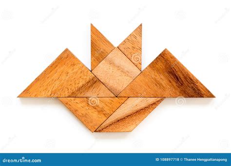 Wood Tangram Puzzle In Bat Shape Stock Photo Image Of Game Puzzle