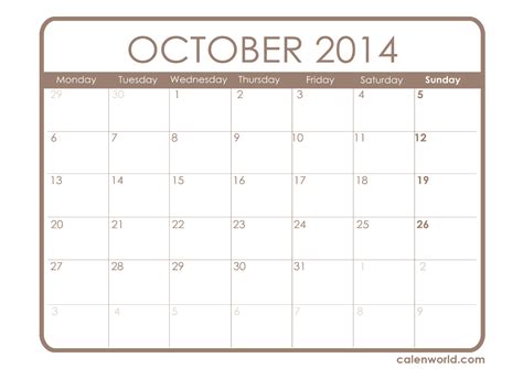 October 2014 Calendar Printable Calendars