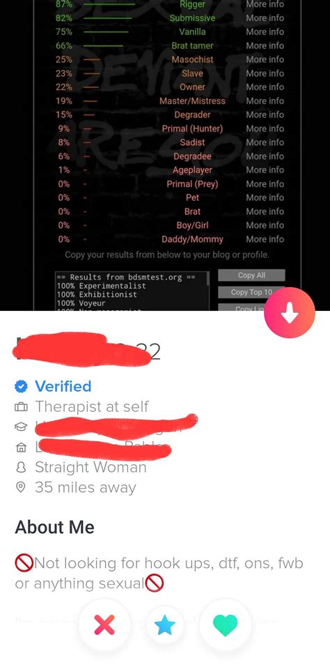nothing sexual only has a full list of her kinks tinder