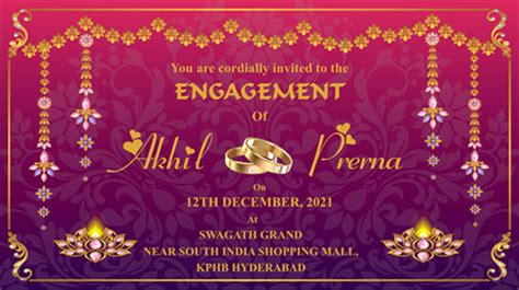Engagement Invitation Card Template India Create Custom Indian