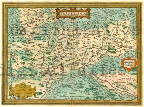 Vintage Transylvania Map Dracula 1600s Transylvania No2 Instant