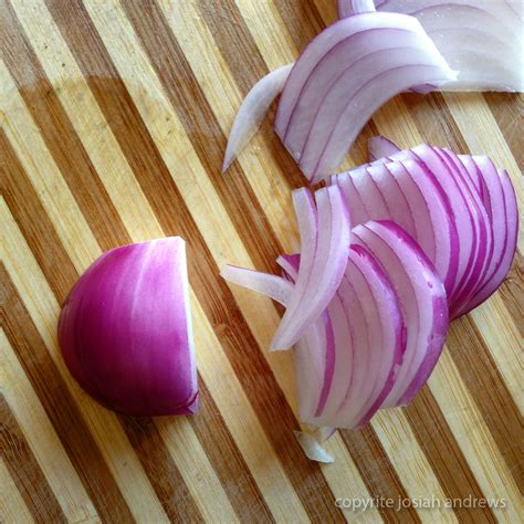 Use a v shaped knife cut to remove the hard core at the bottom of. The Alternative Food Talk: How-to: Julienne Red Onion