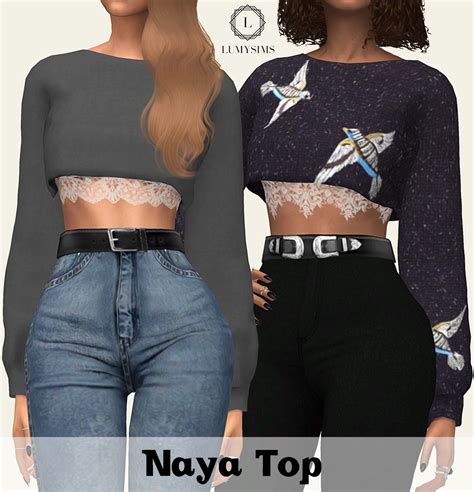 Naya Tucked In Top With Lace Detail Sims Mods Sims 4 Mods Clothes