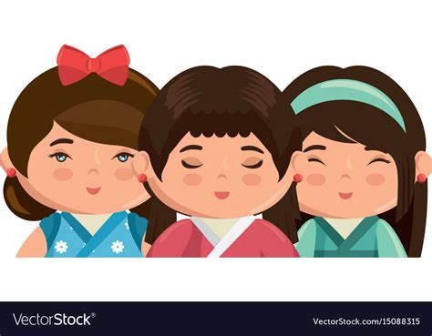 cute japanese girls cartoon royalty free vector image