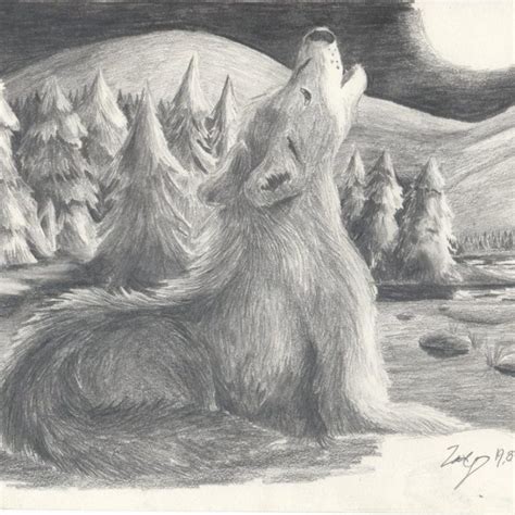10 Most Popular Drawing Of A Wolf Howling At The Moon Full