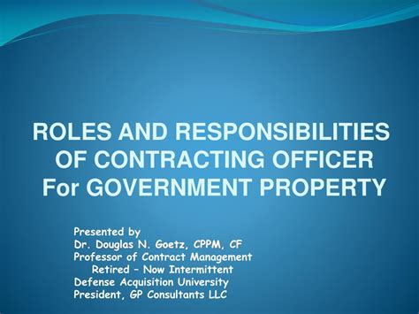 Ppt Roles And Responsibilities Of Contracting Officer For Government