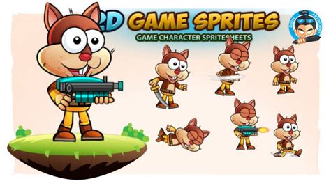 Squirrel Warrior 2d Game Character Sprites Gamedev Market
