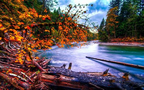 Snoqualmie River In Washington At Autumn Hdr Hd Desktop Background ...