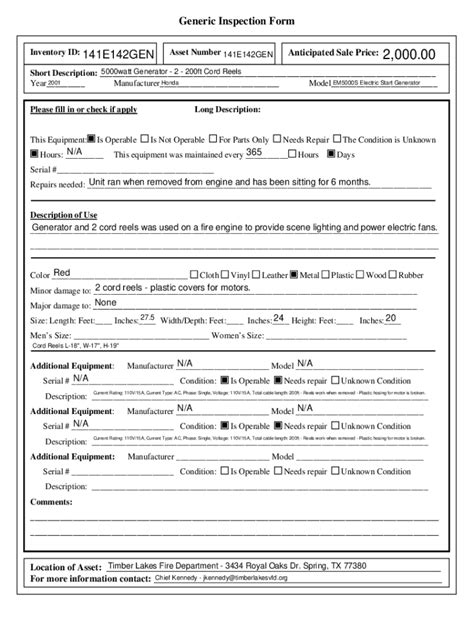 Generic Inspection Form Complete With Ease Airslate Signnow