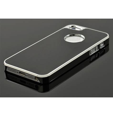 Black Brushed Aluminum And Chrome Hard Case Cover For Apple Iphone 5c
