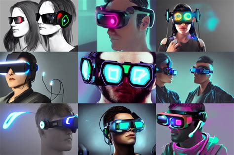 Cyberpunk Vr Headset Concept Art Neon Glasses Thin Stable Diffusion