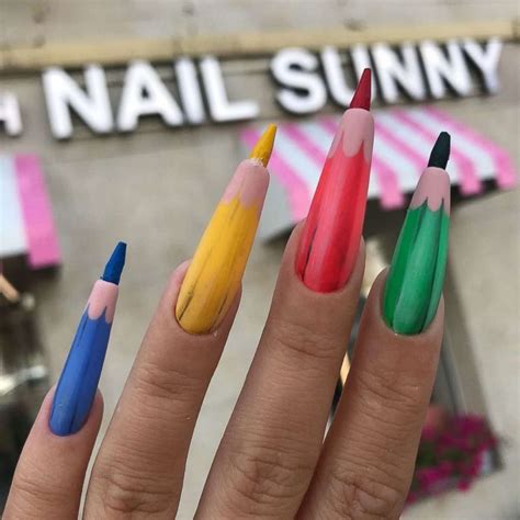 Colored Pencil Nails Are The Craziest Back To School Look Nails