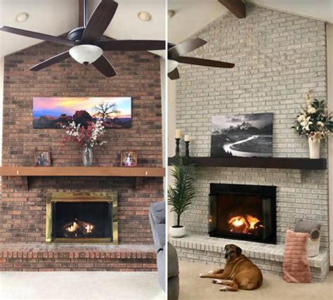 Beforeafter Brick Anew Fireplace Paint Brick Anew