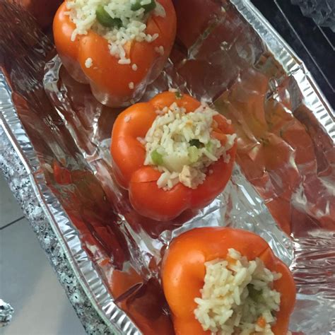 Chicken Wild Rice Stuffed Red Peppers Recipe