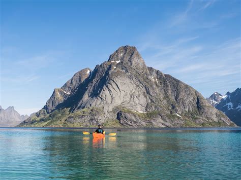 Midnight Sun Kayaking In Reine Lofoten Norway Fjord Tours
