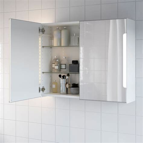 Badezimmerschrank von ikea (enhet) inkl. STORJORM Spiegelschrank m. 2 Türen+int. Bel. weiß in 2020 ...