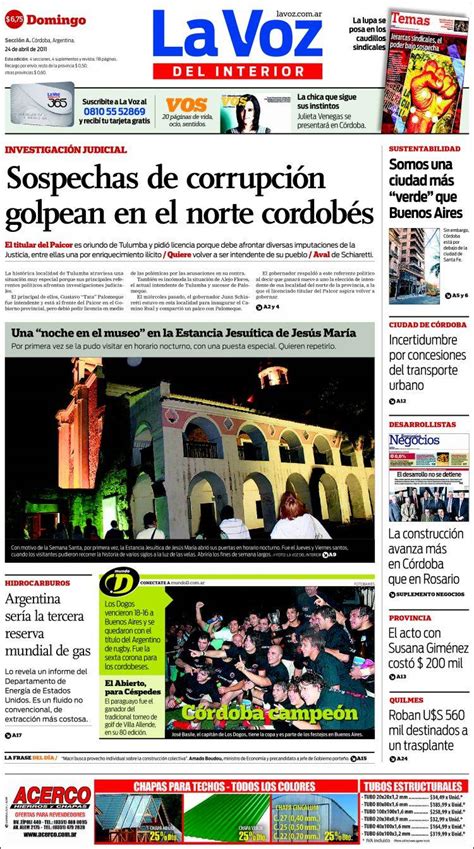 periódico la voz del interior argentina periódicos de argentina edición de domingo 24 de