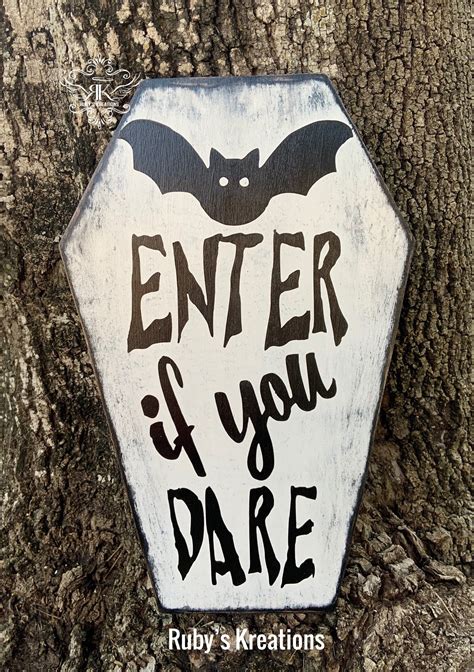 Halloween Sign Enter If You Dare Sign Coffin Sign Halloween Etsy