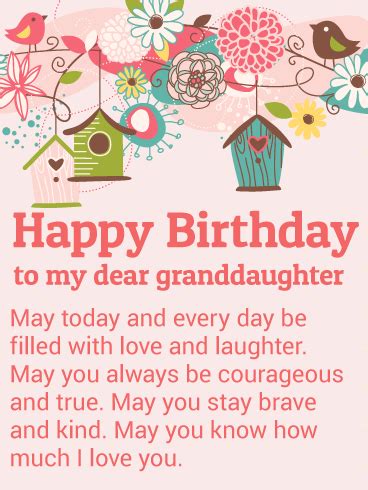 To My Dear Granddaughter Happy Birthday Wishes Card Birthday Greeting Cards By Davia