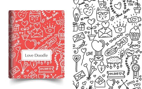 Premium Vector Book Cover Design Love Doodle Art Illustration