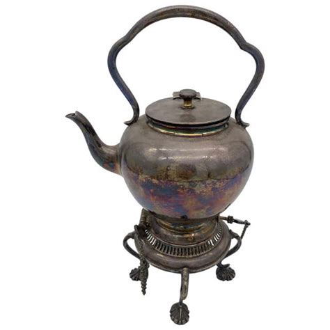 Antique Victorian Sterling Silver Kettle On Stand Burner 1851 Teapot At