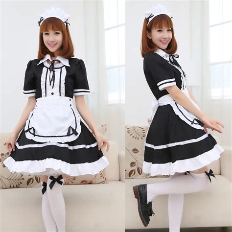 maid costume anime cosply costume female size black and white cute coffee restaurant maid