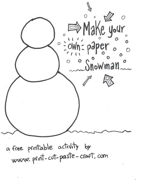 Free Printable Kids Activity Make A Snowman Print Cut Paste Craft