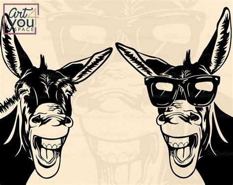 Funny Donkey With Sunglasses Svg Png Dxf Download Farm Animal Clipart