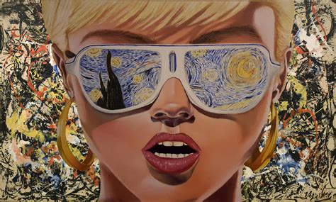 Woman Wearing Starry Night By Vincent Van Gogh Sunglasses Hd Wallpaper