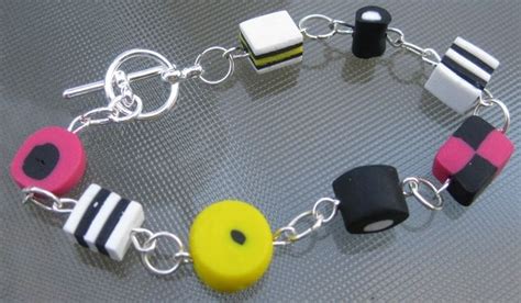 Polymer Clay Bracelet Inspired By Liquorice Allsorts And Finished With