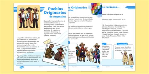 Pueblos Originarios De Argentina Resumen Para Niños Twinkl