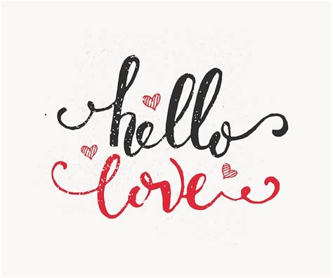 Premium Vector Hand Sketched Hello Love Text As Valentines Day