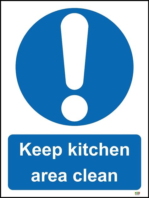 Keep Kitchen Area Clean Restaurant Safety Sign Self Adhesive Sticker 200mm X 150mm